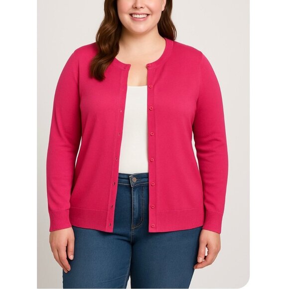 Danibe Women’s Cardigan VISCOSE Sweater XL Pink Button Front Long Sleeve Lightwe - Picture 1 of 12